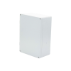gabinete de aluminio para exterior (ip66) de 390 x 280 x 158 mm con rápida disipación de calor, cierre por tornillos con bisagra.