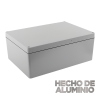 gabinete de aluminio para exterior (ip66) de 390 x 280 x 158 mm con rápida disipación de calor, cierre por tornillos con bisagra.