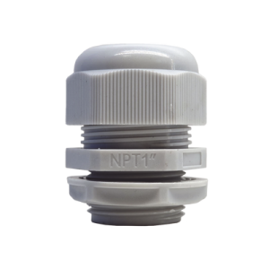 conector plástico blanco tipo glándula para rosca npt 1"
