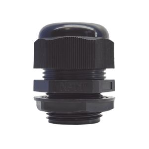 conector plástico negro tipo glándula para rosca npt 1"