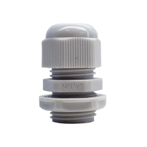 conector plástico blanco tipo glándula para rosca npt 1/2"