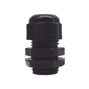 conector plástico negro tipo glándula para rosca npt 1/2"