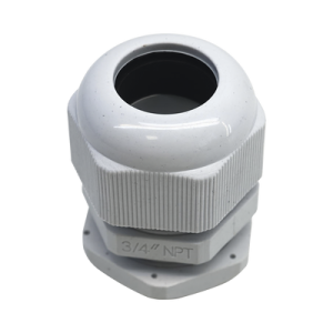 conector plástico blanco tipo glándula para rosca npt 3/4"