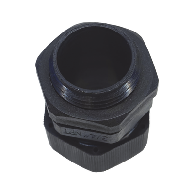 conector plástico negro tipo glándula para rosca npt 3/4" conector plástico negro tipo glándula para rosca npt 3/4"