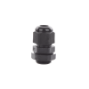 conector plástico negro tipo glándula para cable de 3.5 a 6 mm de diámetro.