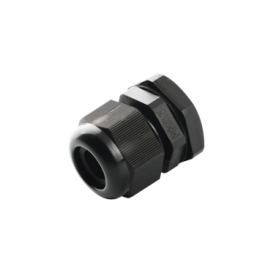conector plástico negro tipo glándula para cable de 3.5 a 6 mm de diámetro.