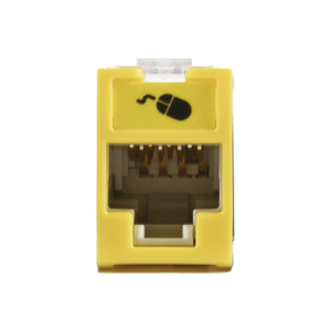 jack ultramax cat6a, utp, montaje híbrido en placa de pared (plano y angulado), color amarillo, punch down