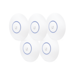 paquete de 5 access point unifi, doble banda 802.11ac, mimo 2x2, soporta 100 clientes, hasta 867 mbps, para interior, poe 802.3af.