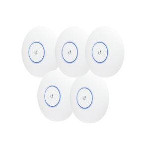 paquete de 5 access point unifi doble banda 802.11ac mimo 3x3 para interior, poe af/at, soporta 250 clientes, hasta 1.3 gbps