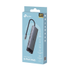 adaptador hub 9 en 1, 1 puerto usb c entrada, 1 puerto hdmi 4k, 1 puerto ethernet gigabit, 1 puerto sd y microsd, 1 puerto usb c y 3 puertos usb a
