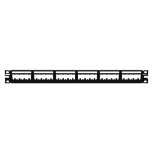 panel de parcheo modular mini com (sin conectores), ultimate id®, plano, sin blindaje, con etiqueta y cubierta, de 24 puertos, 1ur