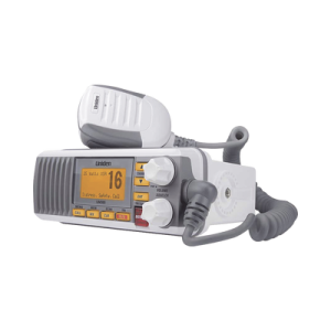 radio móvil marino vhf, color blanco, tx: 156.025 157.425 mhz, rx: 156.050 163.275 mhz, 25w de potencia, sumergible ipx4 incluye micrófono y cable de alimentación