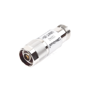 atenuador en línea de 20 db, 0.5 w, conectores n macho hembra, cd 6 ghz.