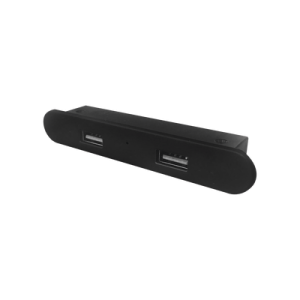 mini empotrable rectangular color negro, con 2 puertos usb con cable