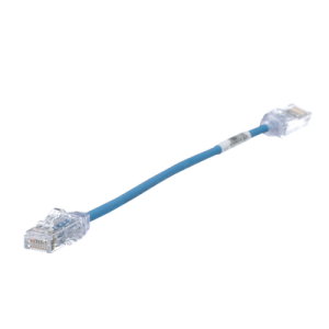 cable de parcheo tx6, utp cat6, diámetro reducido (28awg), color azul, 8in (20.2cm)