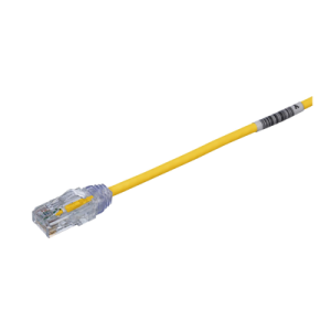 cable de parcheo tx6, utp cat6, diámetro reducido (28awg), color amarillo, 8in (20.2cm)