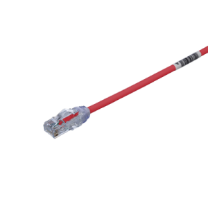 cable de parcheo utp cat6a, cm/lszh, diámetro reducido (28awg), color rojo, 1ft