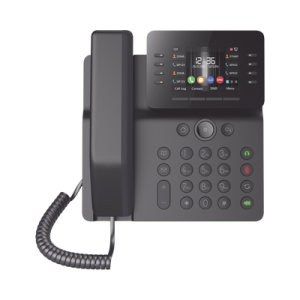 teléfono ip empresarial esencial wifi / bluetooth, 12 líneas sip, pantalla a color 3.5", poe, puertos gigabit, conferencia local de 6 vías.