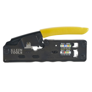 ponchadora/pelacables/cortacables compacta con matraca para conectores rj45 y rj11/rj12.