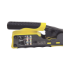 ponchadora/pelacables/cortacables con matraca para conectores pass thru rj45 y conectores estándar rj11/rj12.