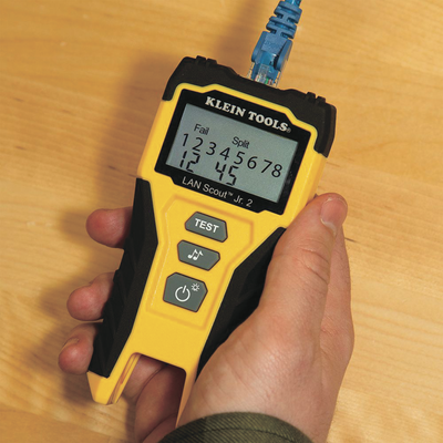 tester de cable lan scout™ jr. 2/ para: prueba aprobada/ error de cableado/ falla de circuito abierto o cortocircuito/ par dividido/ blindaje. tester de cable lan scout™ jr. 2/ para: prueba aprobada/ error de cableado/ falla de circuito abierto o cortocircuito/ par dividido/ blindaje.