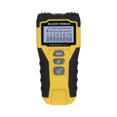 tester de cable lan scout™ jr. 2/ para: prueba aprobada/ error de cableado/ falla de circuito abierto o cortocircuito/ par dividido/ blindaje. tester de cable lan scout™ jr. 2/ para: prueba aprobada/ error de cableado/ falla de circuito abierto o cortocircuito/ par dividido/ blindaje.