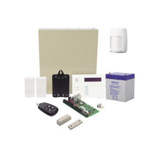kit inalámbrico de panel vista48 con teclado alfanumérico 6160rf, receptor para sensores inalámbricos, batería, transformador, 2 contactos magnéticos 5816 con imán, 1 sensor de movimiento 5800pir y un control remo