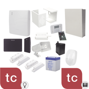 kit de sistema de alarma con sensores cableados y modulo de automatizacion z wave