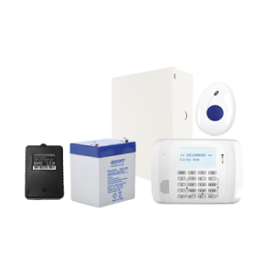 kit de panel de alarma vista48 con botón de pánico y detección de caídas inalámbrico, gabinete, transformador y batería