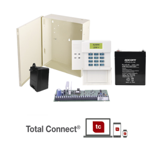 kit de panel de alarma vista48la con bateria, transformador y gabinete pequeño