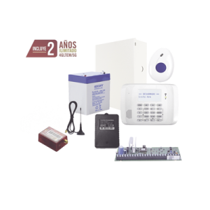 kit de alarma vista48 con comunicador, botón de pánico y detección de caídas inalámbrico, gabinete, transformador y batería