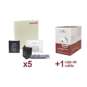 kit de 5 paneles vista48 con batería, transformador y una caja de cable de 305 m.