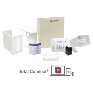 kit con panel de alarma para 48 zonas con teclado alfanumérico y receptor inalámbrico interconstruido, batería, transformador y sirena