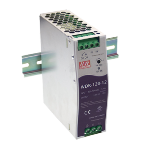 fuente de poder industrial de 120w, salida 24 vcc, para montaje en riel din