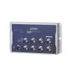 switch industrial tipo plano, capa 2, 8 puertos m12 10/100/1000t, con modo bypass, carcasa ip40