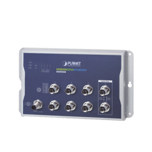 switch industrial tipo plano, capa 2, 8 puertos m12 10/100/1000t, con modo bypass, carcasa ip40
