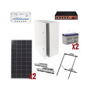 kit solar witek de 28 w con 5 puertos poe 802.3 af y poe pasivo 24 v para alimentar camaras ip y un enlace punto a punto en 24 vcc