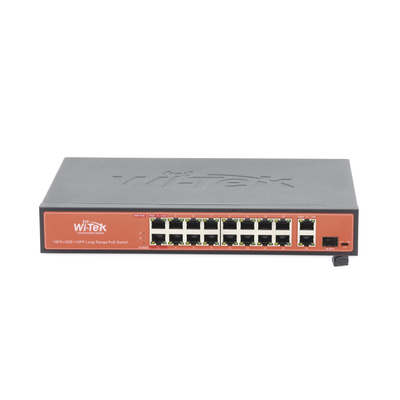 switch poe (802.3af/at/bt) / no administrable de largo alcance / hasta 250m / 16 x 10/100mbps (poe) + 2 x 100/1000mbps + 1 x sfp / 200 w switch poe (802.3af/at/bt) / no administrable de largo alcance / hasta 250m / 16 x 10/100mbps (poe) + 2 x 100/1000mbps + 1 x sfp / 200 w