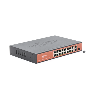 switch poe (802.3af/at/bt) / no administrable de largo alcance / hasta 250m / 16 x 10/100mbps (poe) + 2 x 100/1000mbps + 1 x sfp / 200 w switch poe (802.3af/at/bt) / no administrable de largo alcance / hasta 250m / 16 x 10/100mbps (poe) + 2 x 100/1000mbps + 1 x sfp / 200 w