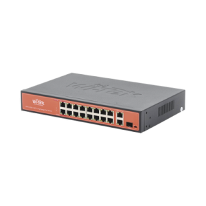 switch poe (802.3af/at/bt) / no administrable de largo alcance / hasta 250m / 16 x 10/100mbps (poe) + 2 x 100/1000mbps + 1 x sfp / 200 w