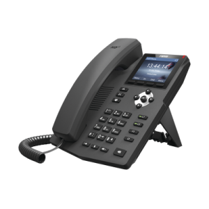 teléfono ip empresarial para 2 lineas sip con pantalla lcd de 2.8 pulgadas a color, puertos gigabit y conferencia de 3 vías, poe
