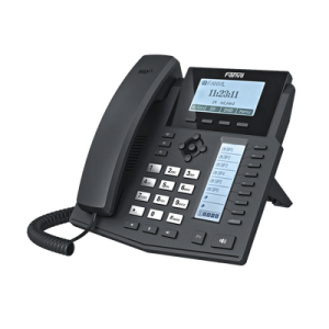 teléfono ip empresarial para 6 líneas sip con voz hd con 2 pantallas lcd, 8 teclas blf y conferencia de 3 vías con soporte para poe
