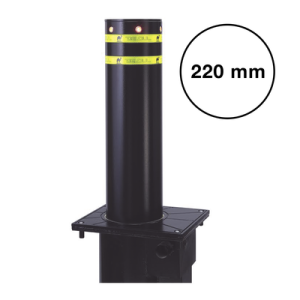 bolardo neumático, alta velocidad, 100% acero + pintura negra exterior, 220 mm diametro