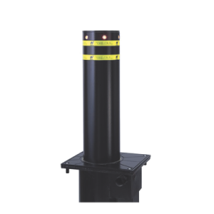 pilona o bolardo neumático / 100% acero, pintura negra para exterior / alta velocidad / 275mm diámetro