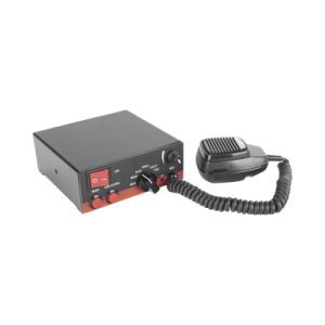 sirena vehicular de 200w de potencia, con switch giratorio de 6 posiciones, micrófono de uso rudo e interconexión a radio
