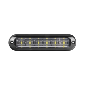 luz auxiliar ultra brillante ip67 de 6 leds, color ambar, con mica transparente y bisel negro