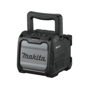 bocina negra bluetooth con entrada usb, auxiliar y cargador, funciona con batería lxt de 18v o cxt de 12v (no inluidas)