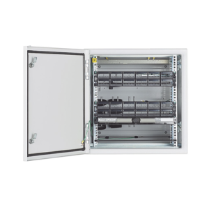gabinete industrial preconfigurado de montaje en pared, fabricado en acero bajo en carbono, protección nema 4/4x/12 ip66, de 12 ur, color gris