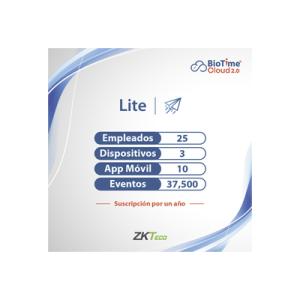 licencia lite de biotime cloud 2.0 / 25 usuarios / 3 dispositivos (licencia anual)