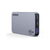 cargador rápido gan 65w ugreen / 2 puertos usb c + 1 puerto usb a / tecnología gan / carga rápida pps pd 3.0 qc 4.0 / compatibilidad universal 100 240v / diseño compacto